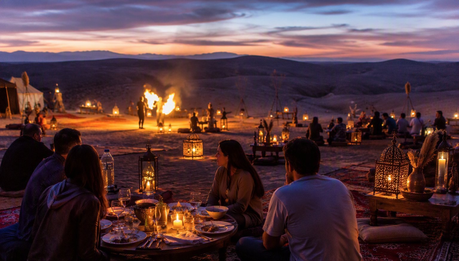 Cena spettacolo nel deserto di Agafay